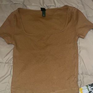 Light brown square neck top